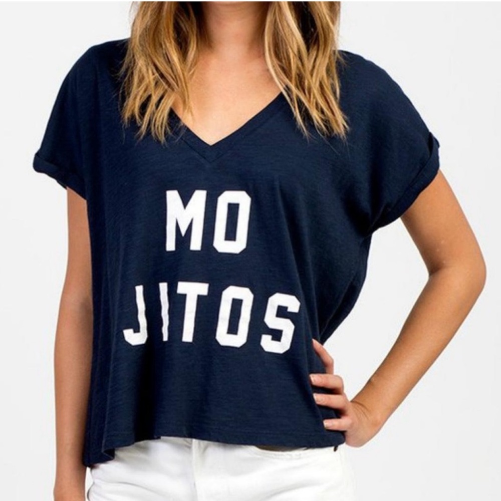 SOL ANGELES NAVY BLUE MOJITOS ROLLED COTTON TEE SIZE: LARGE - Picture 5 of 9